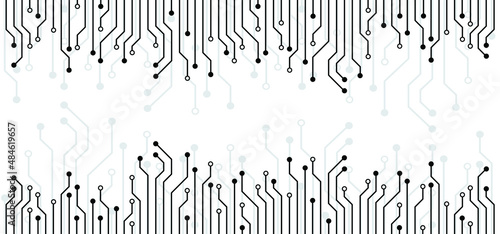 Circuit board or electronic motherboard. lines and dots connect. Vector high-tech technology data. Communication and engineering concept. digital tech background. Corporate engineering drawing design.