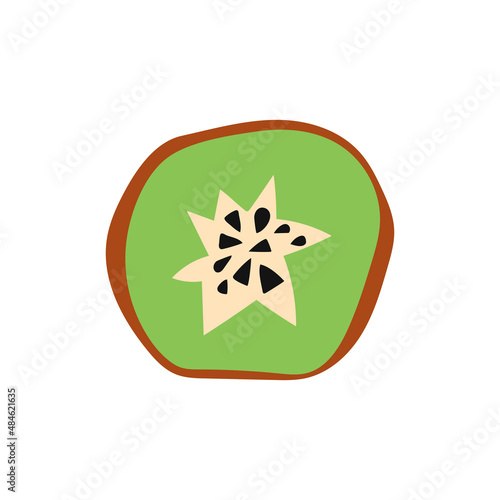 Kiwi. Cutouts fruit. Shape colored cardboard or paper. Funny childish applique