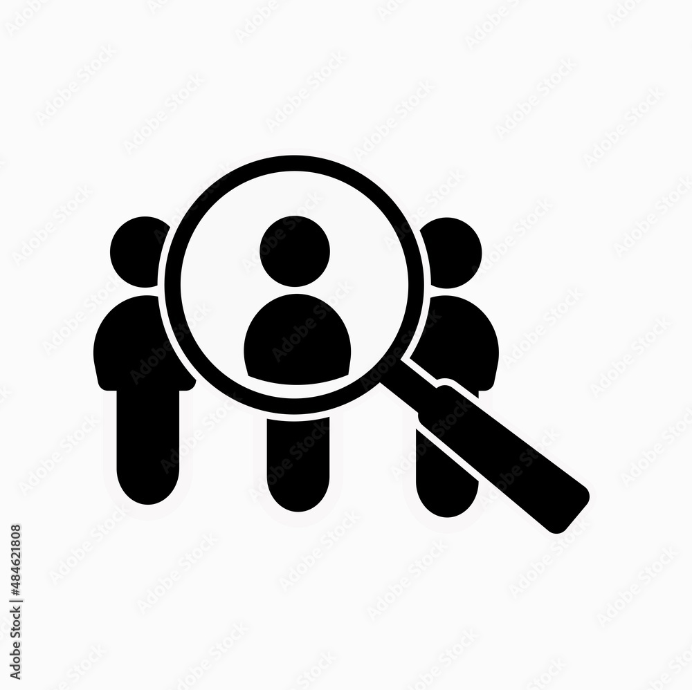 Search job vacancy icon in flat style. Loupe career vector illustration on white isolated background. Find people employer business concept. Search job vacancy icon in flat style. Loupe career vector illustration on white isolated background. Find people employer business concept.