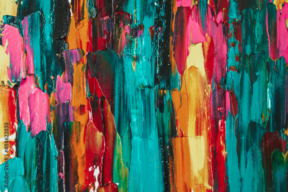 Abstract bright multicolored background with paint strokes