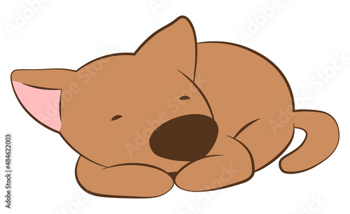Dog sleeps cartoon cute animal isolated illustration