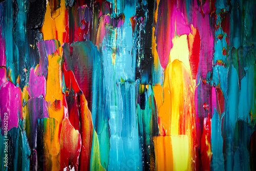 Abstract bright multicolored background with paint strokes