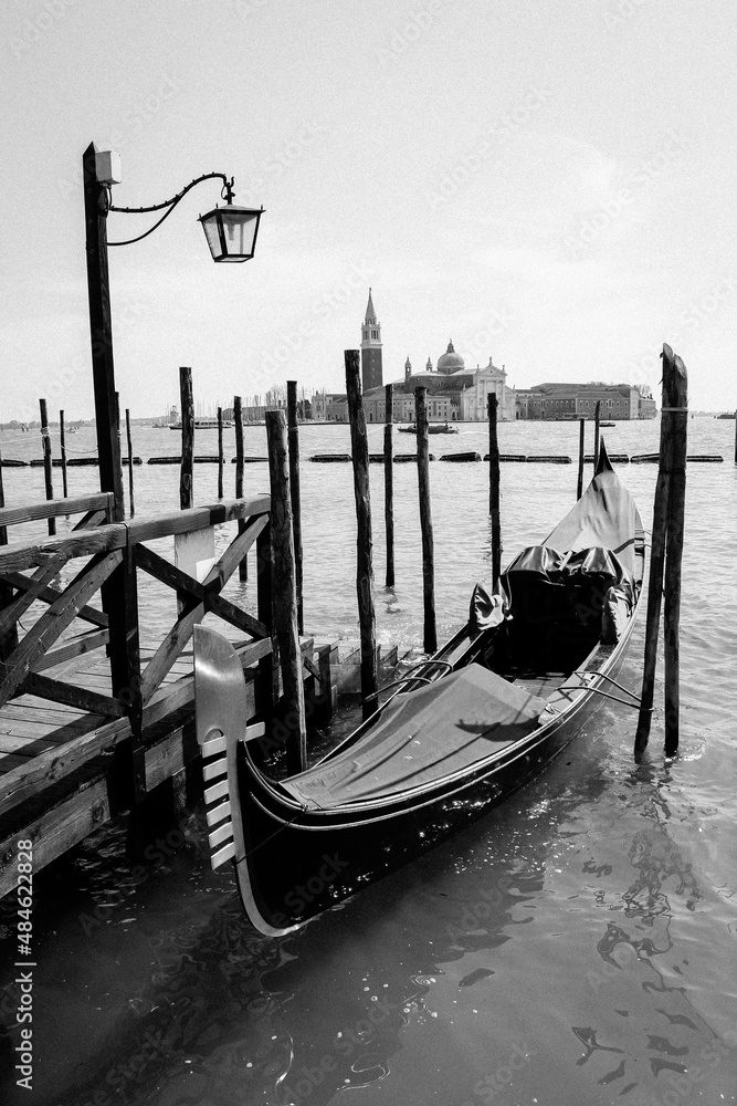 Italy, Venice Canal View with Gondola in April