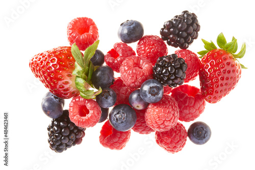 Fototapeta Naklejka Na Ścianę i Meble -  strawberries and berries on white background  