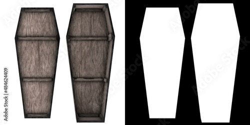 Konstfotografi 3D rendering illustration of a rustic coffin