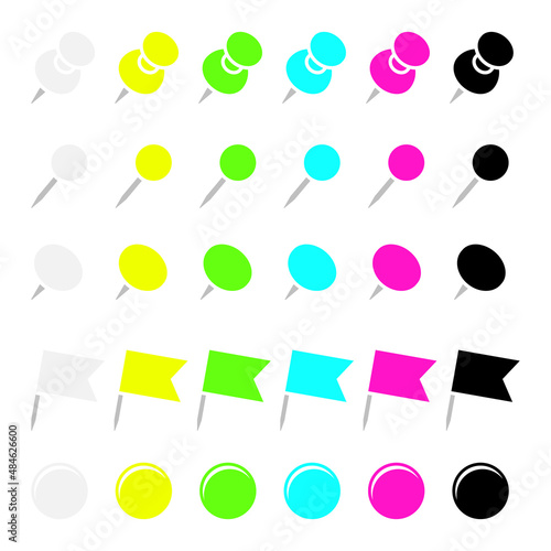 Set Fünf Verschiedene Grafische Pins Nadeln Flaggen Und Magnete Neon
