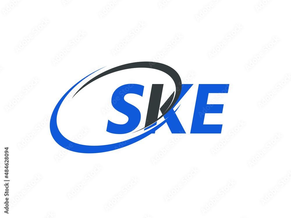 SKE letter creative modern elegant swoosh logo design SKE letter creative modern elegant swoosh logo design