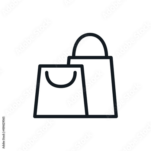 Shopping bag outline icon on White background.