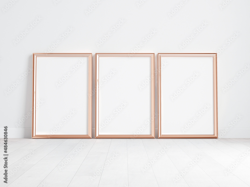 gold frame mockup, three vertical gold frames, poster frame, mockup for art, minimalist gold frames, 3d render gold frame mockup, three vertical gold frames, poster frame, mockup for art, minimalist gold frames, 3d render