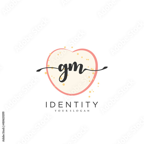 GM Handwriting logo vector of initial signature, wedding, fashion, jewerly, boutique, floral and botanical with creative template for any company or business.