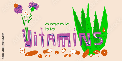 banner for advertising natural organic biologically active food supplements.