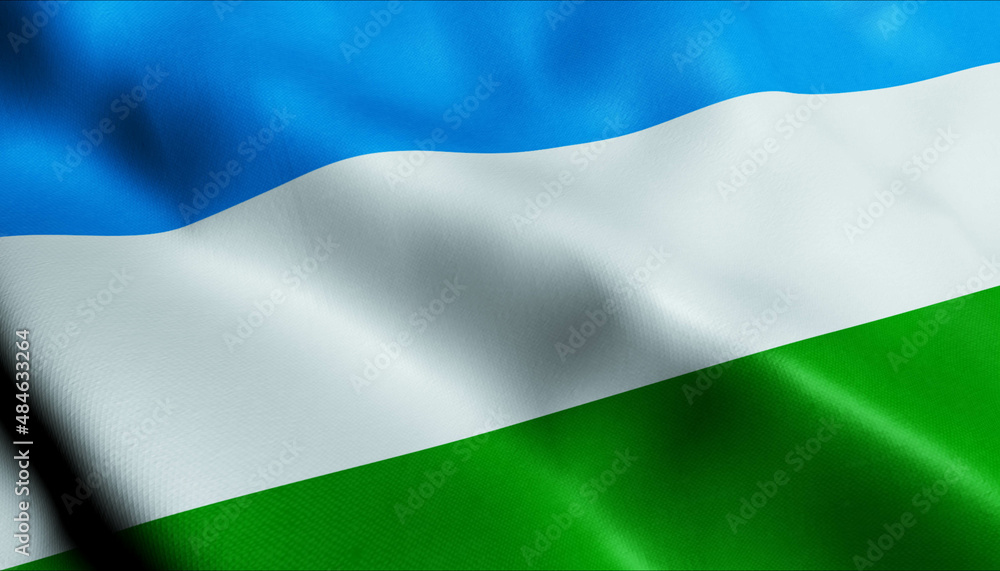 3D Waving Paraguay department Flag of Boqueron Closeup View 3D Waving Paraguay department Flag of Boqueron Closeup View