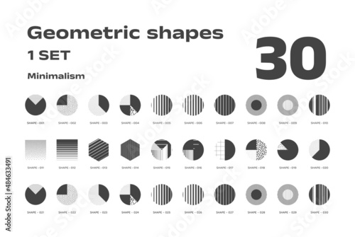 Universal trend halftone geometric shapes set