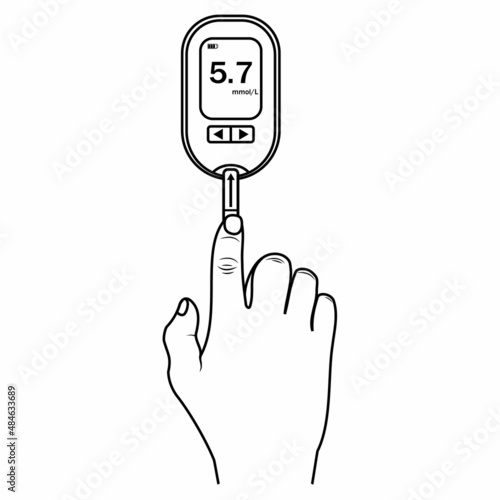 Measurement of glucose in the blood by the device black contour isolated vector illustration