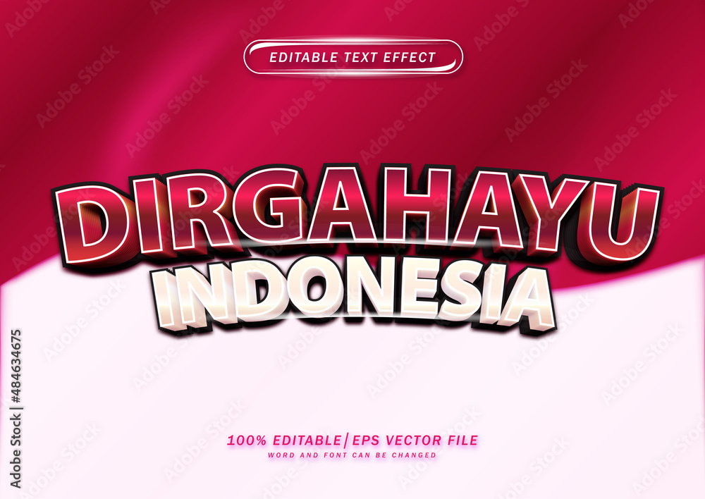 indonesian independence day. Dirgahayu indonesia editable text effect
