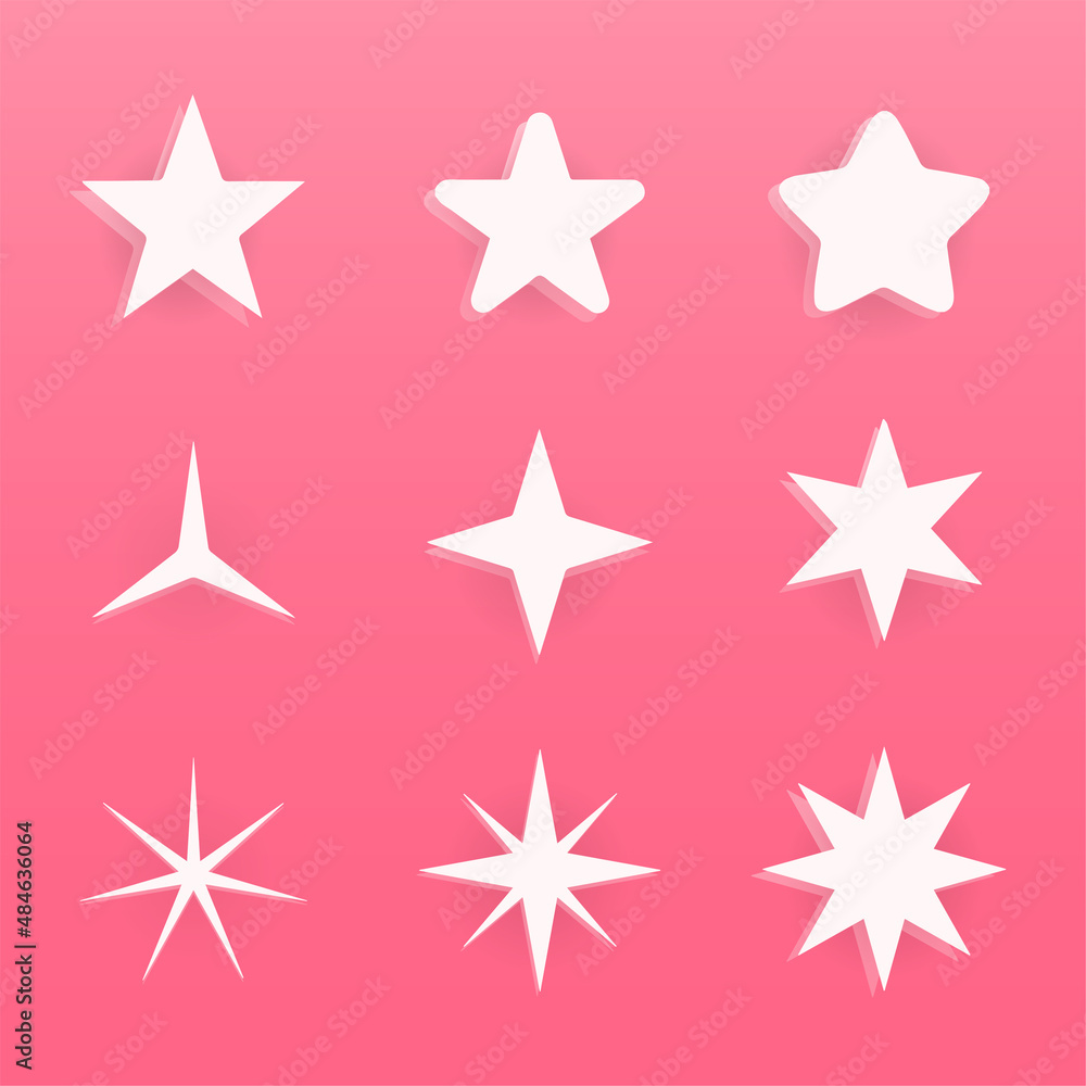 Elegant Collection of star background.
Set of star vector illustration on pink background