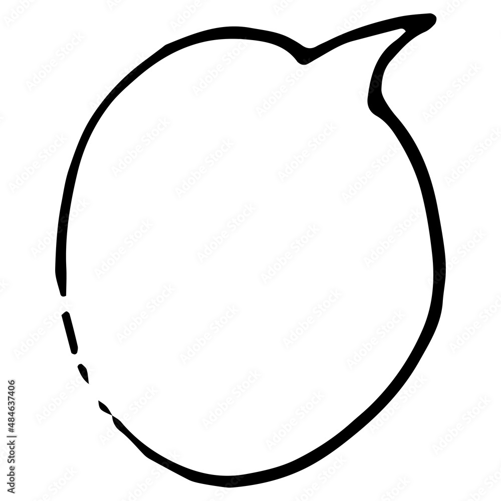 Vector isolated speech bubble element, hand-drawn in the style of a comic book with an isolated black outline on a white background with an empty space for text. a drawn round comic book template for Vector isolated speech bubble element, hand-drawn in the style of a comic book with an isolated black outline on a white background with an empty space for text. a drawn round comic book template for