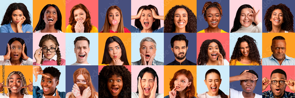 Set of different multiethnic people expressing various emotions Set of different multiethnic people expressing various emotions