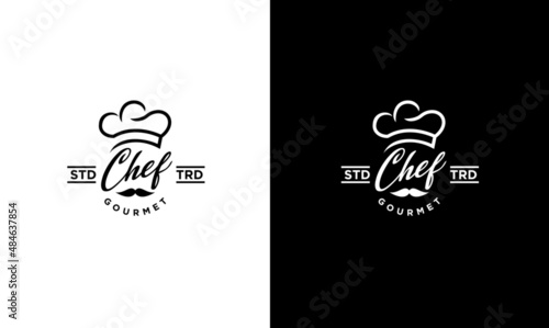 kitchen chef logo badge design