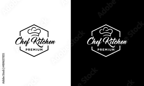 kitchen chef logo badge design