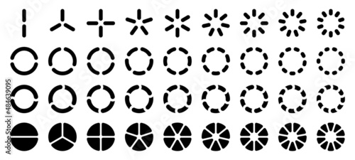 Set Gerundete Tortendiagramme Schwarz