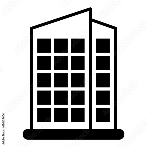 Office Building Flat Icon Isolated On White Background