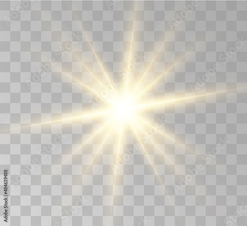Transparent yellow sunlight special lens flash light effect. Front solar flare lenses.	