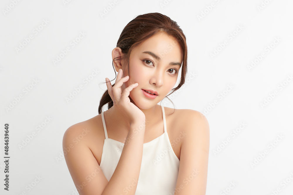 Beautiful young asian woman with clean fresh skin on white background, Face care, Facial treatment, Cosmetology, beauty and spa, Asian women portrait. Beautiful young asian woman with clean fresh skin on white background, Face care, Facial treatment, Cosmetology, beauty and spa, Asian women portrait.