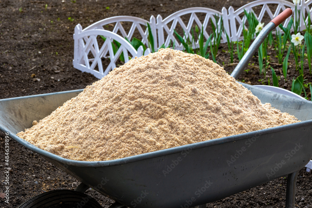 use of sawdust in garden work full garden wheelbarrow of fresh