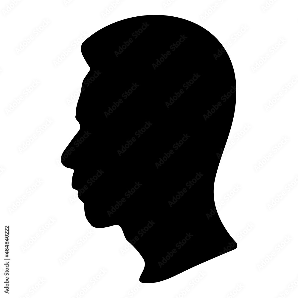 Man Head Silhouette Flat Icon Isolated On White Background