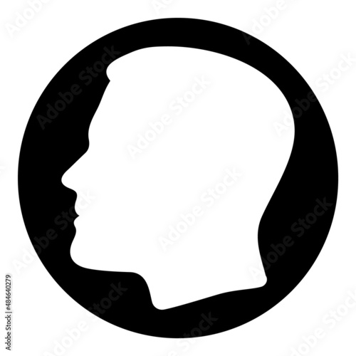 Head Silhouette Coin Flat Icon Isolated On White Background