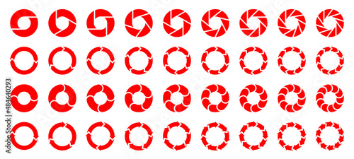 Set Tortendiagramme Pfeile Rot