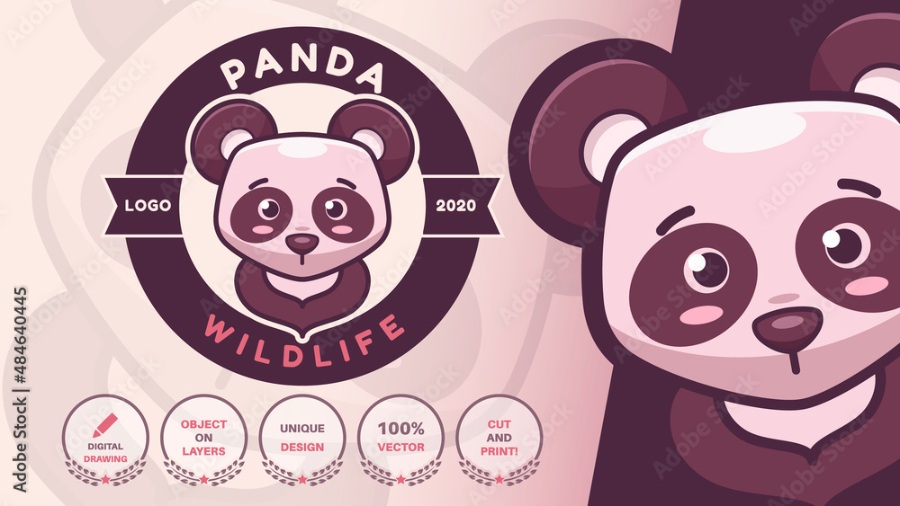 Cartoon character animal panda logo
