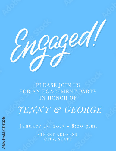 Engagement party vector invitation template. photo