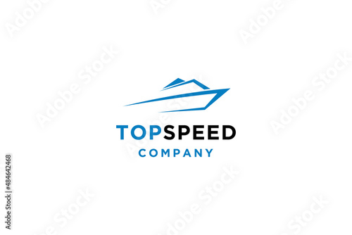 Abstract speed boat logo design vector illustration.