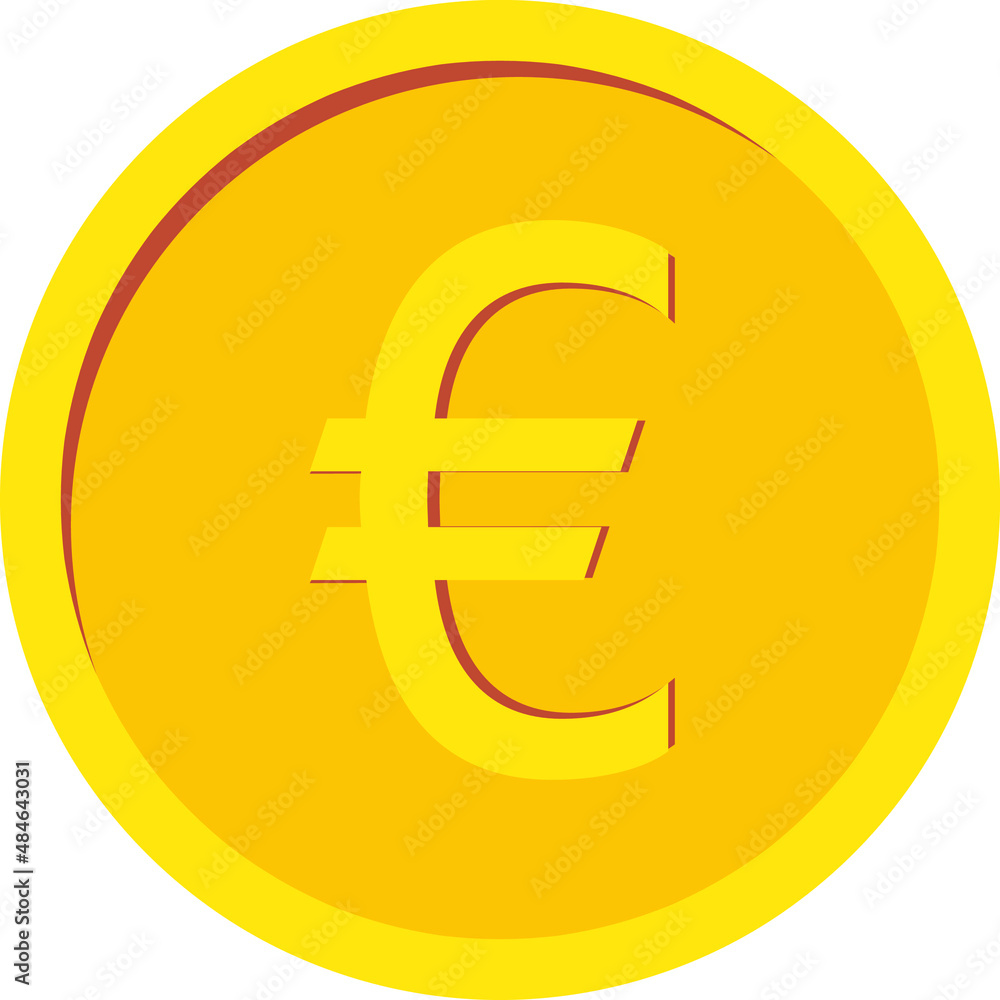 Gold coin icon. With euro sign. flat Vector illustration isolated on white background. Gold coin icon. With euro sign. flat Vector illustration isolated on white background.