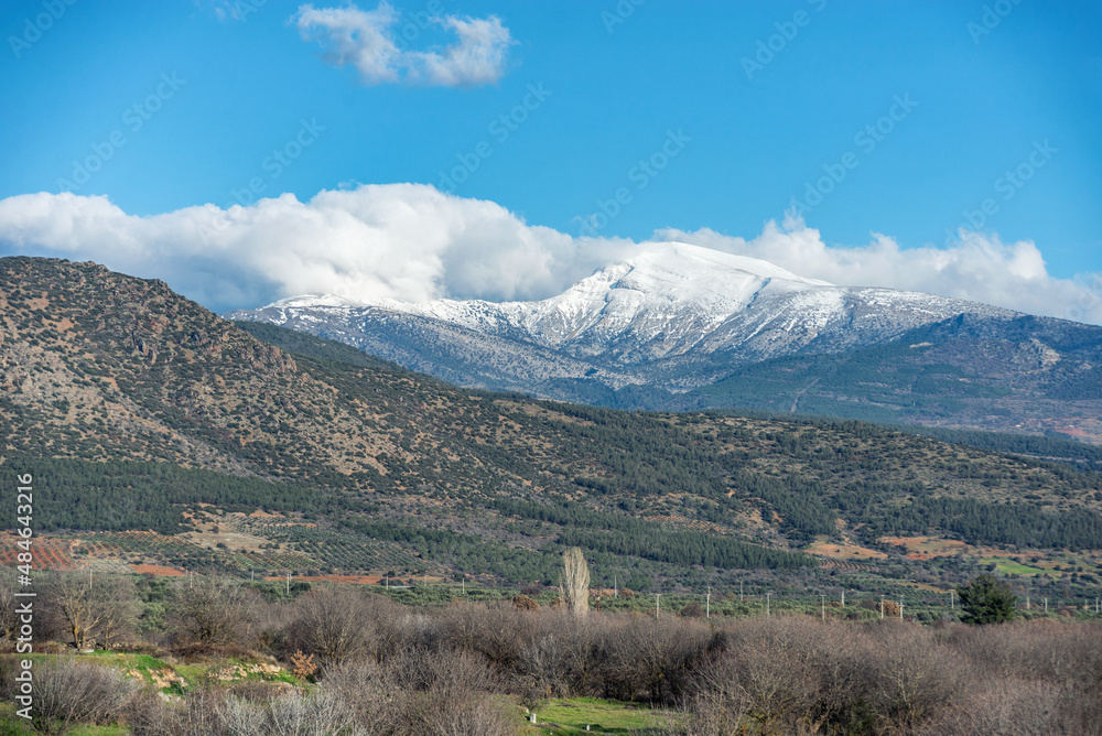 Snow peaks of the mountains view from Afrodisias Ancient city. (Aphrodisias) was named after Aphrodite, the Greek goddess of love. The UNESCO World Heritage. Aydın, Turkey. Snow peaks of the mountains view from Afrodisias Ancient city. (Aphrodisias) was named after Aphrodite, the Greek goddess of love. The UNESCO World Heritage. Aydın, Turkey.