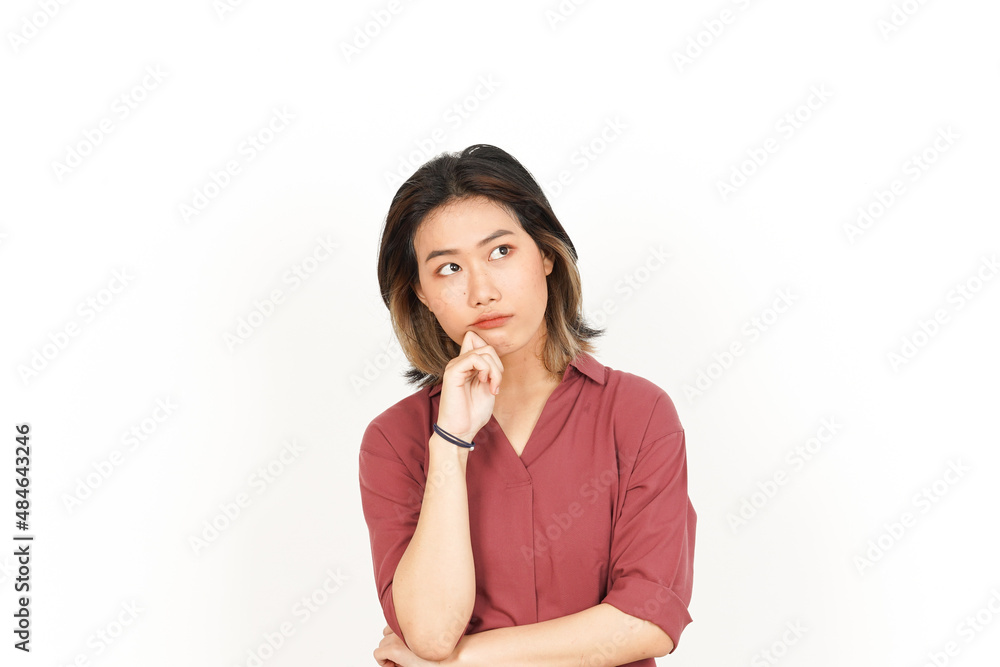 Thinking and Curious of Beautiful Asian Woman Isolated On White Background Thinking and Curious of Beautiful Asian Woman Isolated On White Background