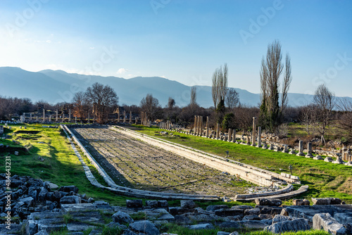 Afrodisias Ancient city swimming pool. (Aphrodisias) was named after Aphrodite, the Greek goddess of love. The UNESCO World Heritage. Aydın, Turkey.
