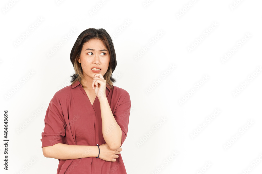 Thinking and Curious of Beautiful Asian Woman Isolated On White Background Thinking and Curious of Beautiful Asian Woman Isolated On White Background