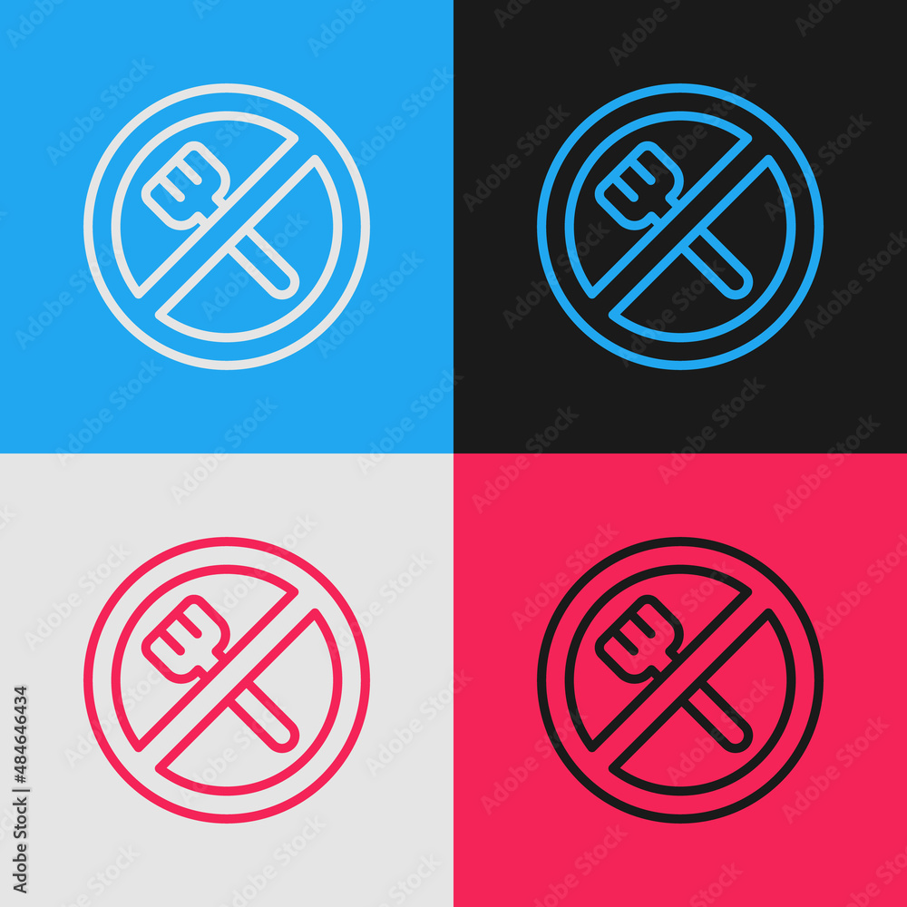 Pop art line Ramadan fasting icon isolated on color background. Religious fasting. Vector Pop art line Ramadan fasting icon isolated on color background. Religious fasting. Vector