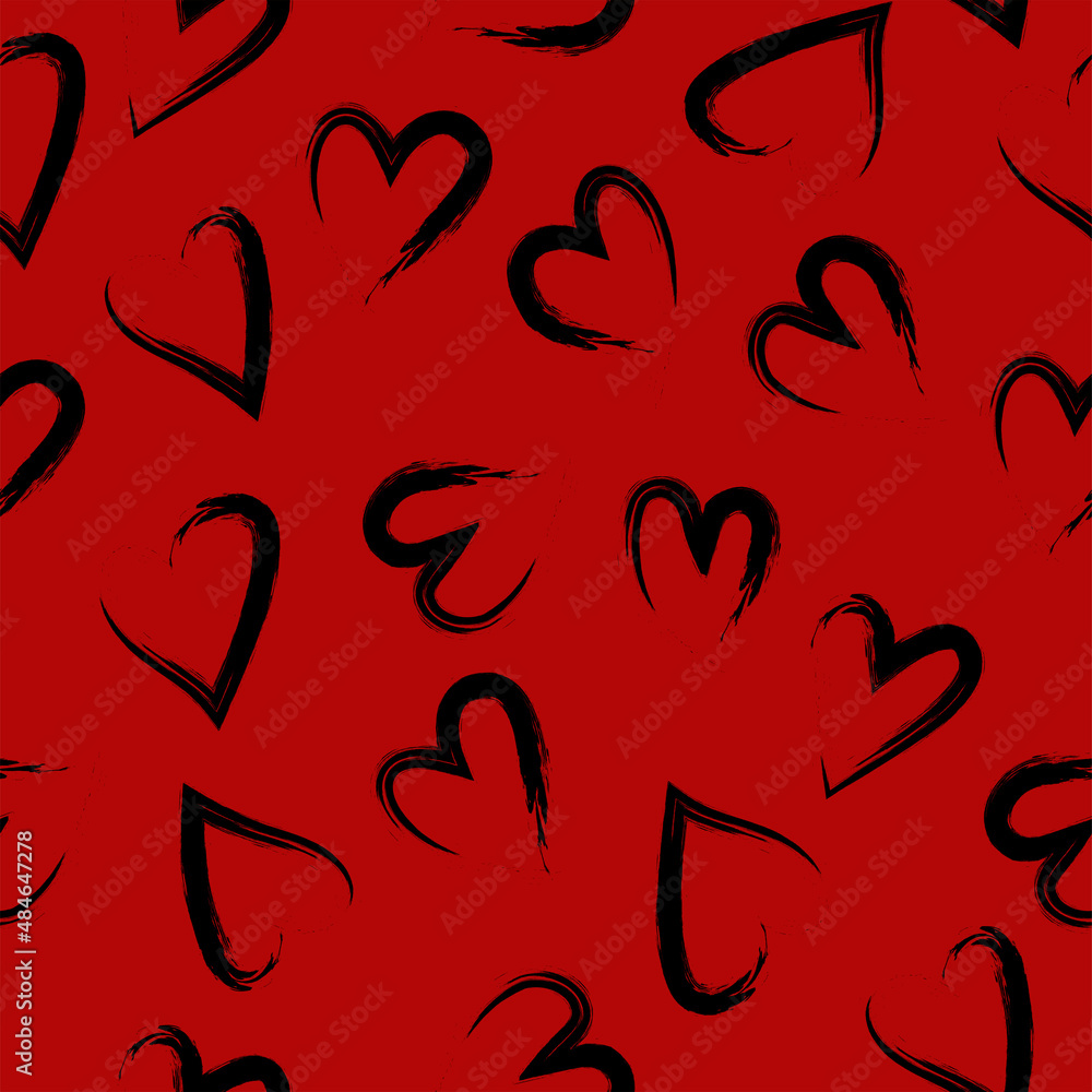 Vector illustration. Hand drawn seamless pattern of hearts. Background in doodle style, ink. Valentine's Day, Mother's Day, greeting card, wallpaper or gift wrapping design. Vector illustration. Hand drawn seamless pattern of hearts. Background in doodle style, ink. Valentine's Day, Mother's Day, greeting card, wallpaper or gift wrapping design.