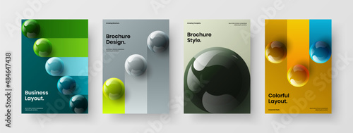 Fresh front page design vector illustration set. Simple realistic balls corporate identity concept composition. photo