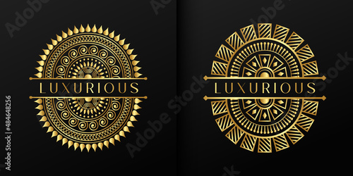Luxury mandala Style Elegant Luxurious Floral Golden Logo Design Template  (ID: 484648256)