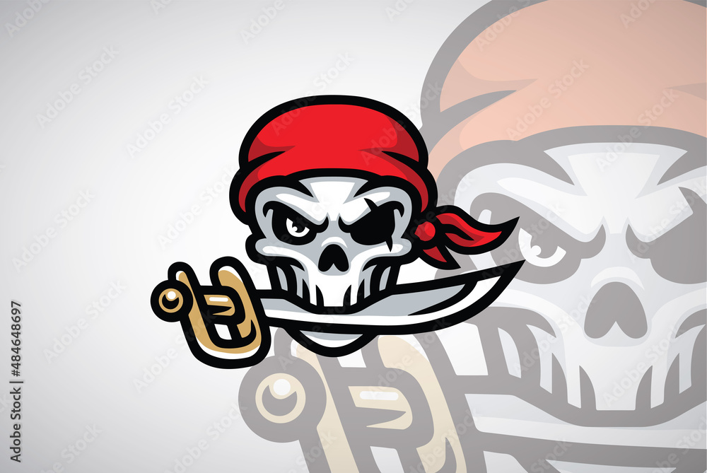Pirate Skull Head Logo Design Vector Mascot Illustration Icon Art