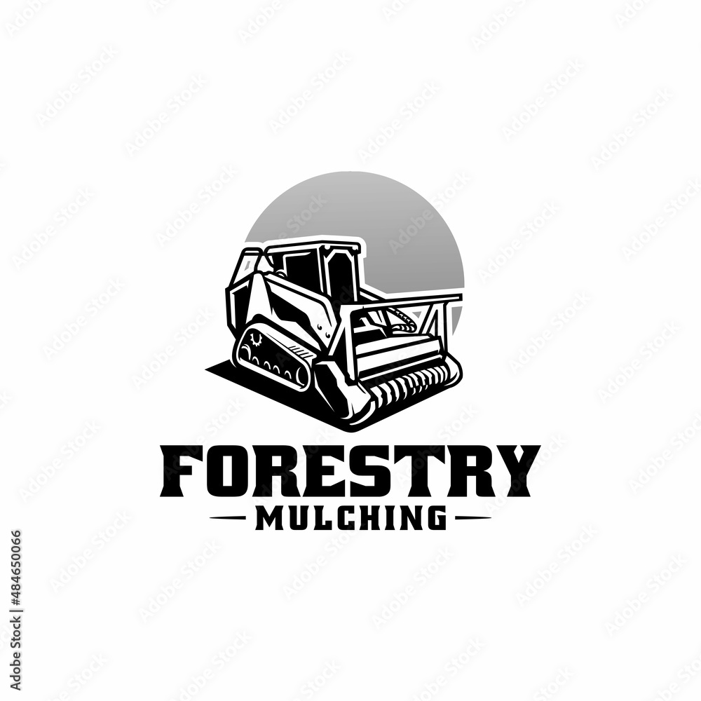 farming, garden and forestry mulching, skid steer machine vector Stock