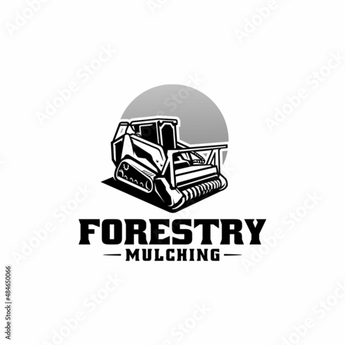 farming, garden and forestry mulching, skid steer machine vector