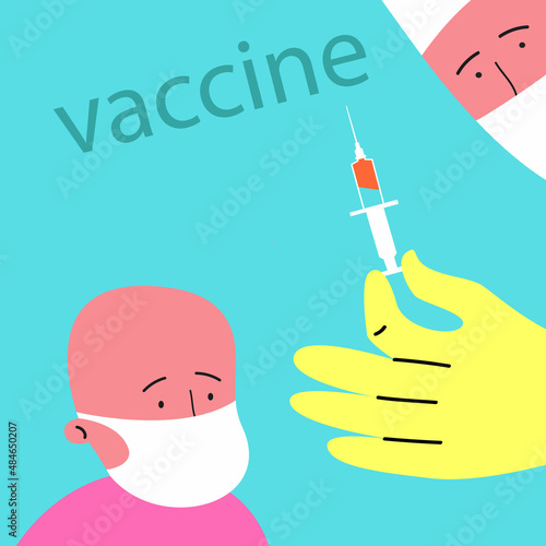 Booster injection to increase immunity or COVID-19 vaccine booster dose concept. Third booster shots vaccine . Illustrator vector of Syringe with vaccine and child.