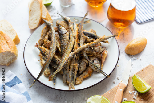 Fried fish on a plate. Still life photo