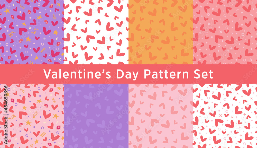A romantic pattern set. With love, Valentine’s day, 14 february, cute lovely heart texture for a print. A romantic pattern set. With love, Valentine’s day, 14 february, cute lovely heart texture for a print.